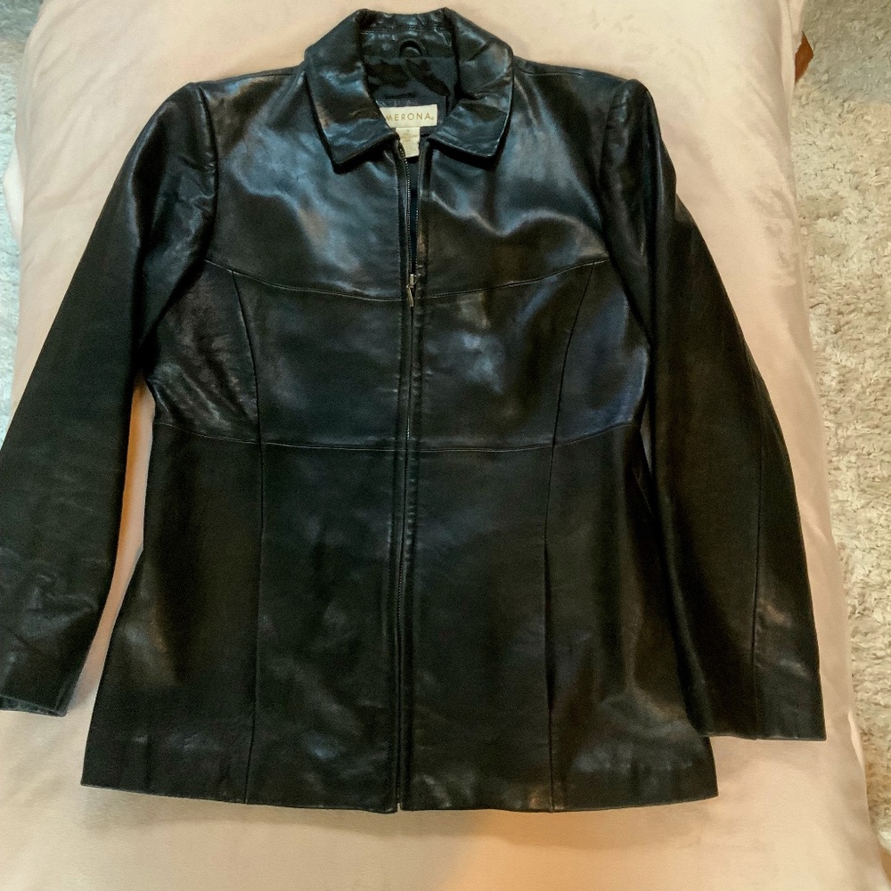 Merona Black S  Leather Jacket Classic Timeless Vintage Moto Boho Electic